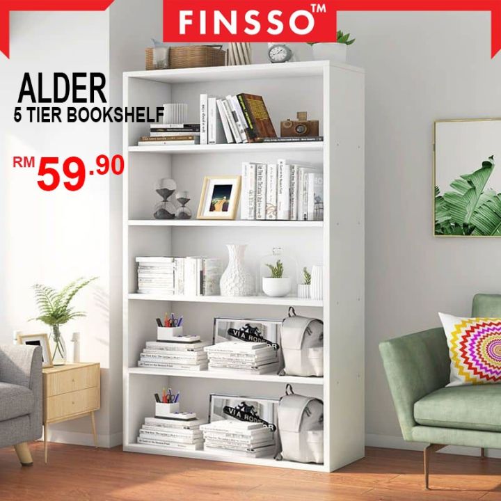 Finsso Alder 5 Tier Multipurpose Bookshelf Cabinet Organiser Storage