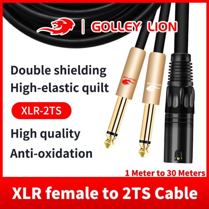 Golley Lion Dual Ts Mono To Xlr Male Cable Double Quarter Inch To