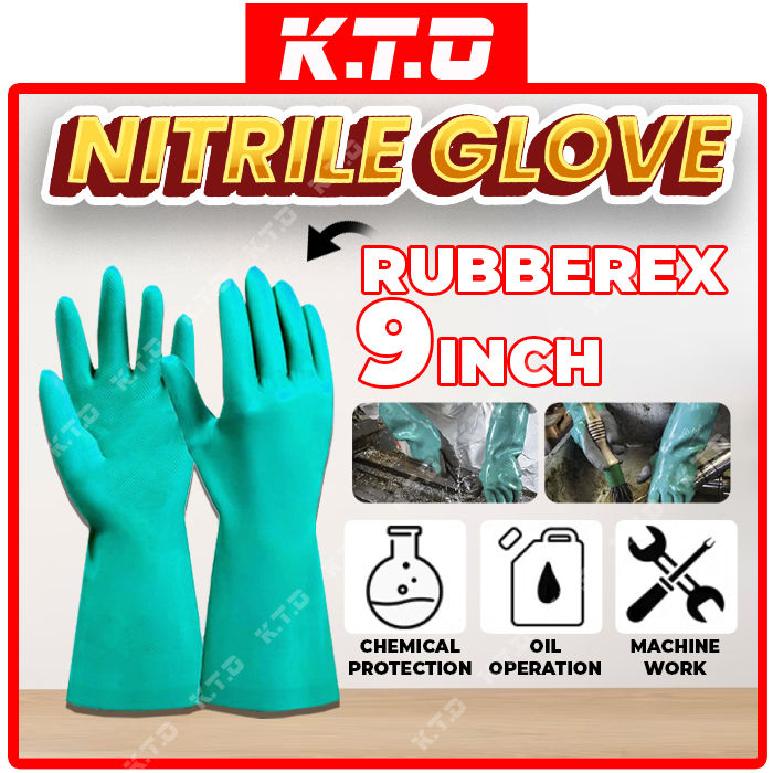 Rubberex Ansell Solvex Reusable Green Hand Gloves Oil Chemical Acid