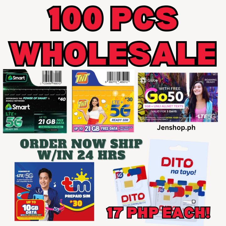 Pcs Sim Card Globe Tm Smart Tnt Dito G Fresh Sim Bulk