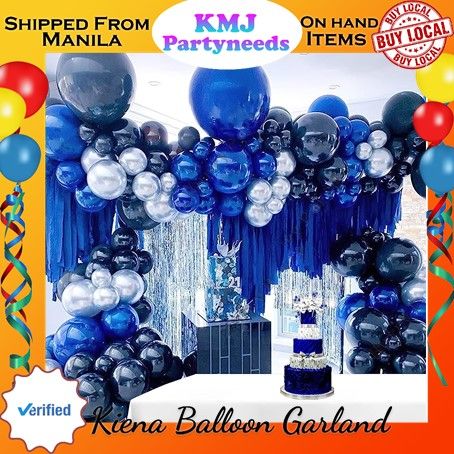 Kiena Balloon Navy Royal Blue Silver Balloon Garland Kit 160 PCS Dark