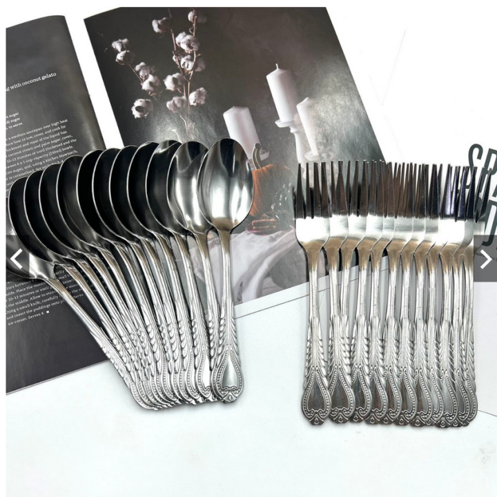 24Pcs Spoon Fork Extra Thick Long Stainless Steel Lazada PH