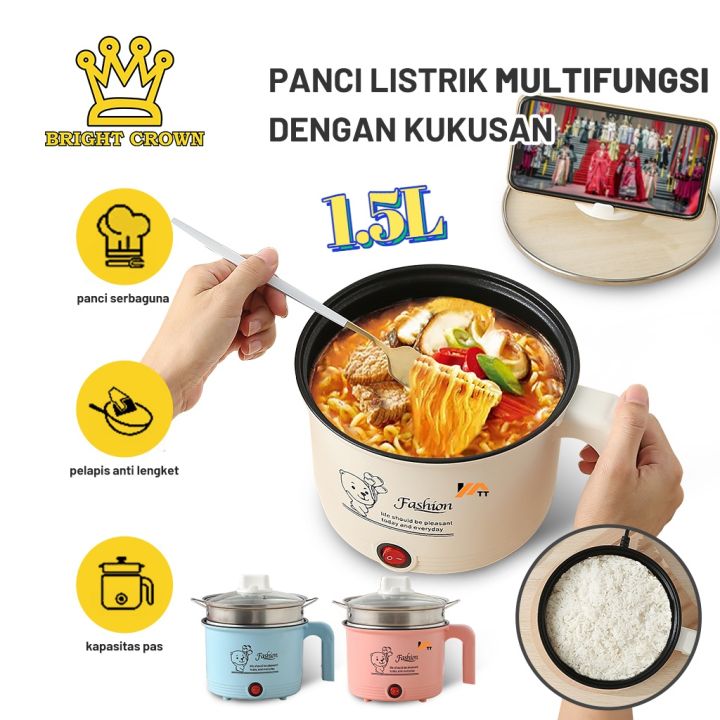 Bright Crown Panci Listrik Serbaguna Free Kukusan Stainless Lapisan