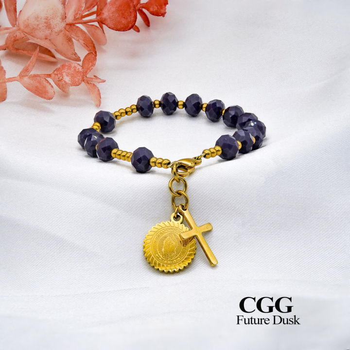 Color Of The Year Future Dusk Crystal Stainless Guadalupe Rosary