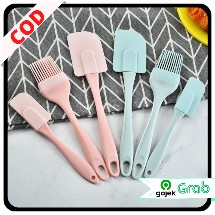 SILICONE KITCHEN SPATULA SET BAKING KUE 3IN1 ALAT SPATULA BUAT KUE DAN