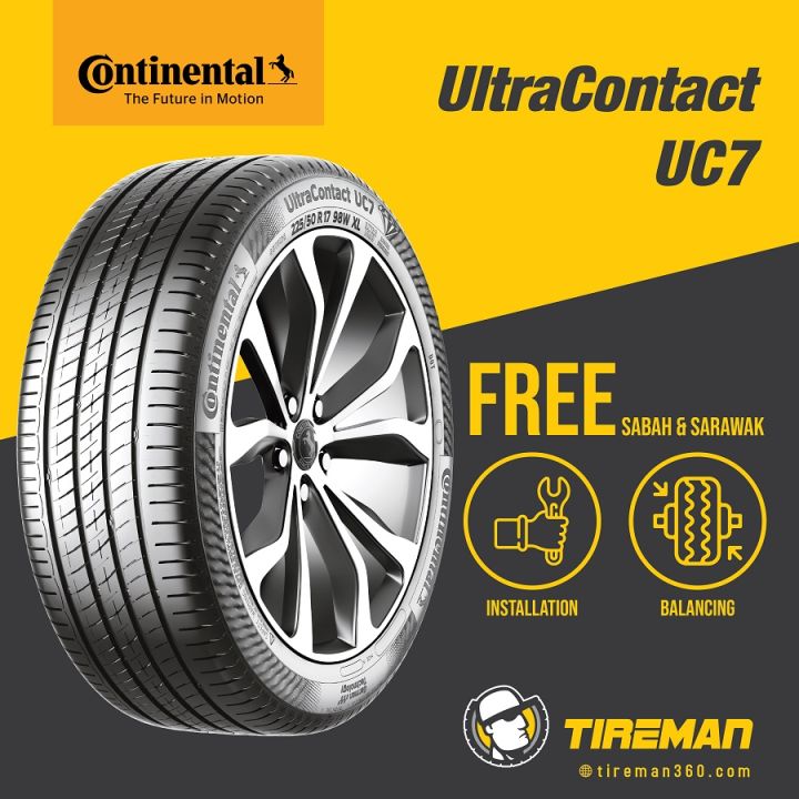 Continental Ultra Contact 7 UC7 15 16 17 18 Inch Tayar Tire FREE