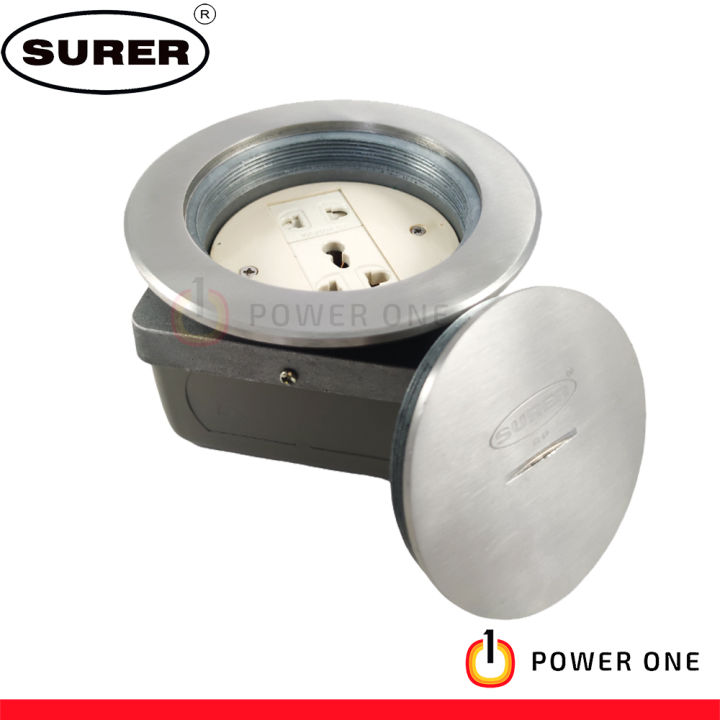 Surer 1033 1 Gang Pop Up Floor Outlet Round Type Stainless Steel