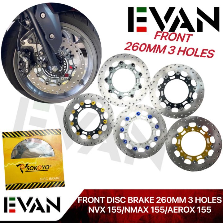 EVAN SHOP Front Disc Brake Rotor 260MM 3 Holes For Yamaha Nvx 155 Nmax