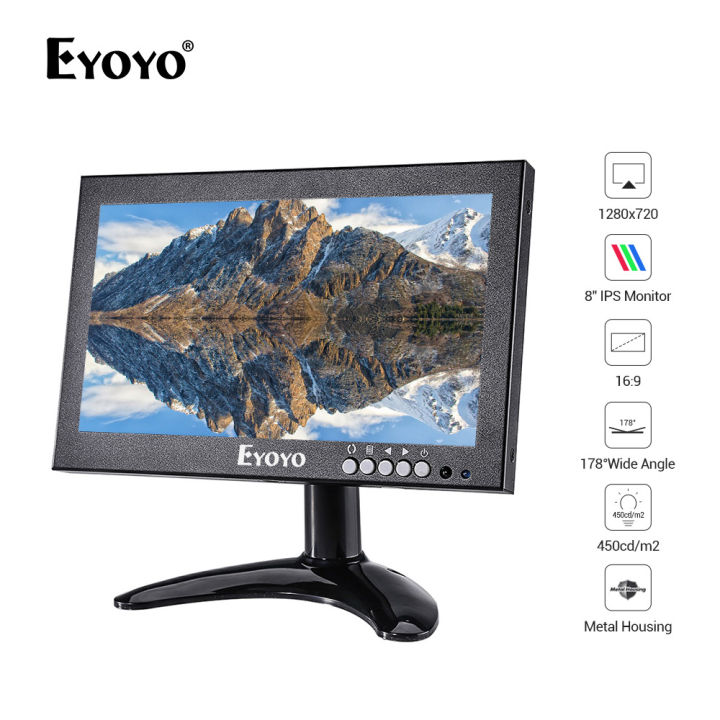 Eyoyo 8 Inch Small HDMI LCD Monitor Portable 1280x720 16 9 IPS Metal