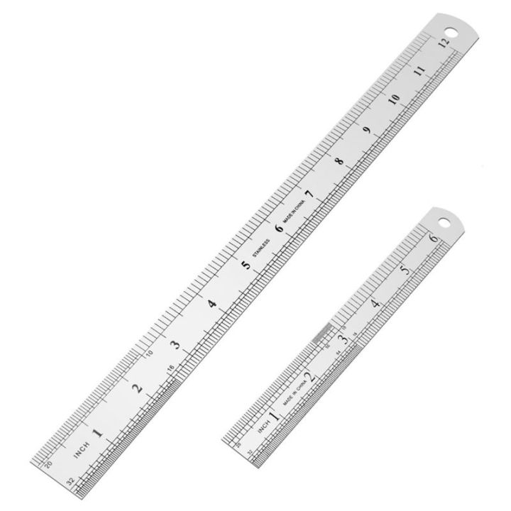 QSPF Stainless Steel Ruler 12 Inch 6 Inch Metal Rulers Lazada