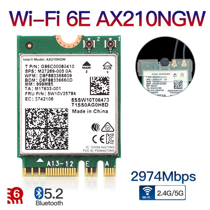 Card Intel WiFi Bluetooth AX210 AX201 AX200 AC 9560 9260 8260 8265 7265