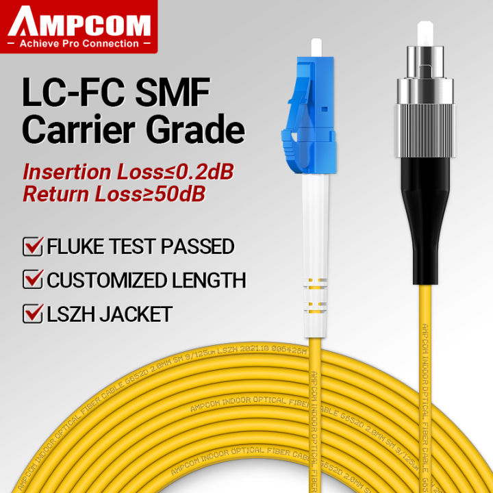 AMPCOM LC To FC UPC Fiber Optical Patch Cable Singlemode Simplex SMF 9