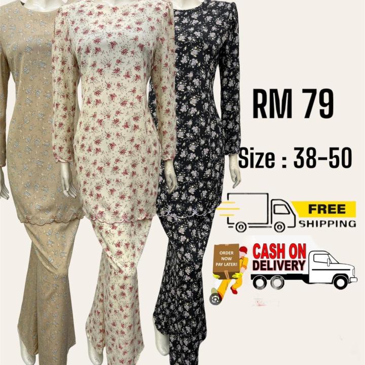 Yuni Kurung Moden Sulam Floral Dan Kain Duyung Muslimah Fashion Size