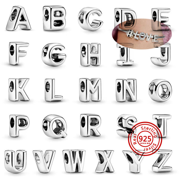 Hot Sale Sterling Silver Letter A Z Alphabet Diy Name Beads