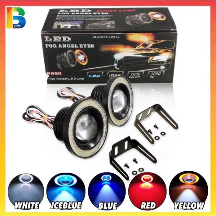 3200LM 2PCS LED FOG ANGEL EYES Projector Halo Ring Lens Fog Lamp