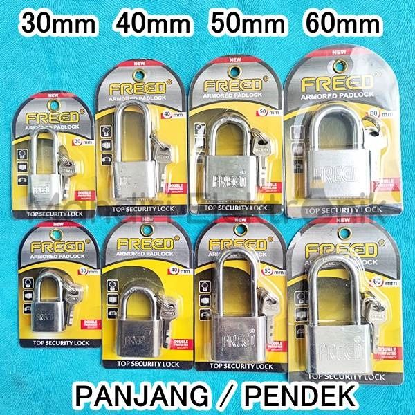 Gembok Nekel FREED 30 40 50 60 Mm Leher Panjang Pendek Gembok Pagar