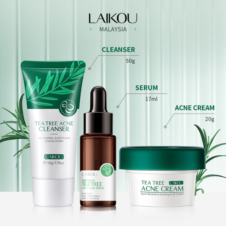 Pcs Laikou Tea Tree Soothing Set Anti Acne Repairing Remove Acne