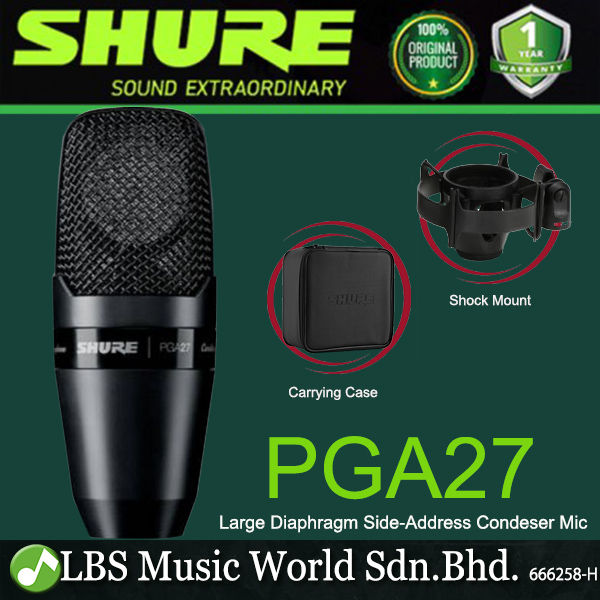 Shure PGA27 Cardioid Large Diaphragm Side Address Condenser Microphone