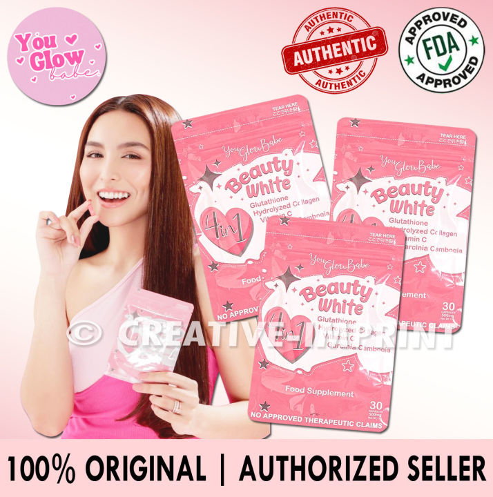 3packs You Glow Babe BEAUTY WHITE 4in1 Glutathione Collagen Slimming