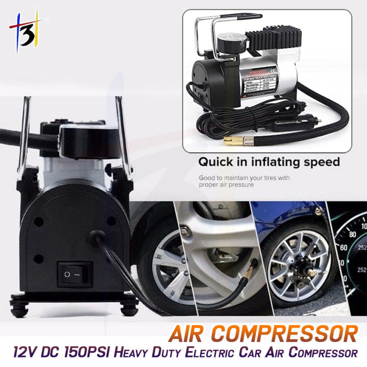 12V DC 150PSI Heavy Duty Metal Electric Car Air Compressor Pump