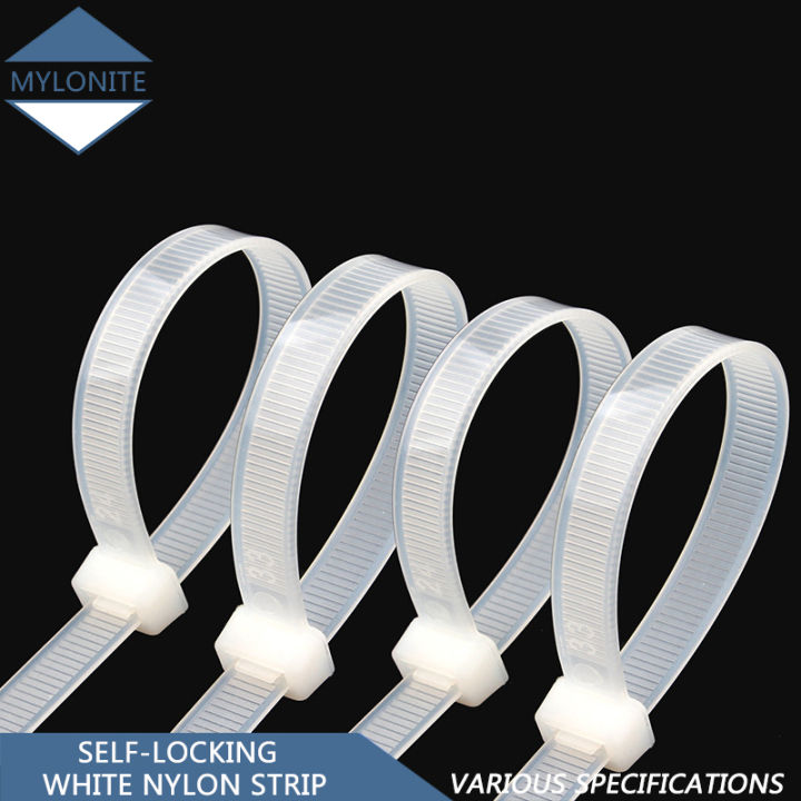 Nylon Cable Self Locking Plastic Wire Zip Ties Set White Industrial