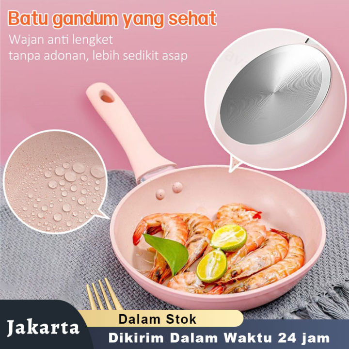 Panci Teflon Frypan Warna Frypan Anti Lengket Fry Pan Marble