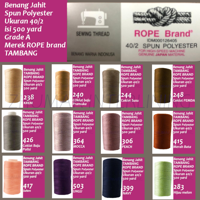 Benang Jahit Merek Tambang Rope Brand Spunpoly Yard Original