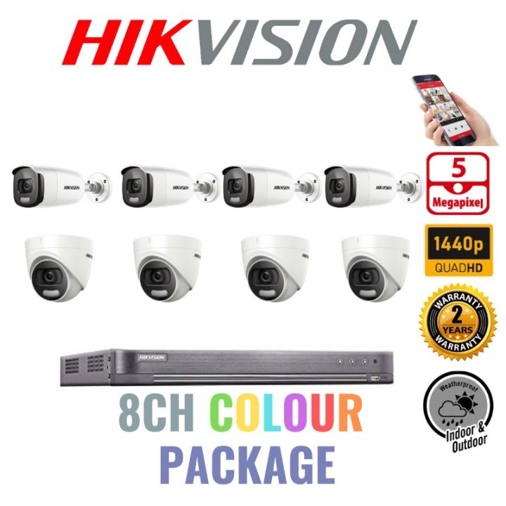 8 Channel 5MP Hikvision ColorVu CCTV Package Complete With 4 Or 8