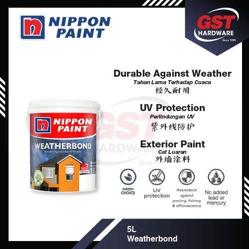 Nippon Paint 18L Weatherbond Exterior Wall Paint Cat Luar Rumah Outdoor