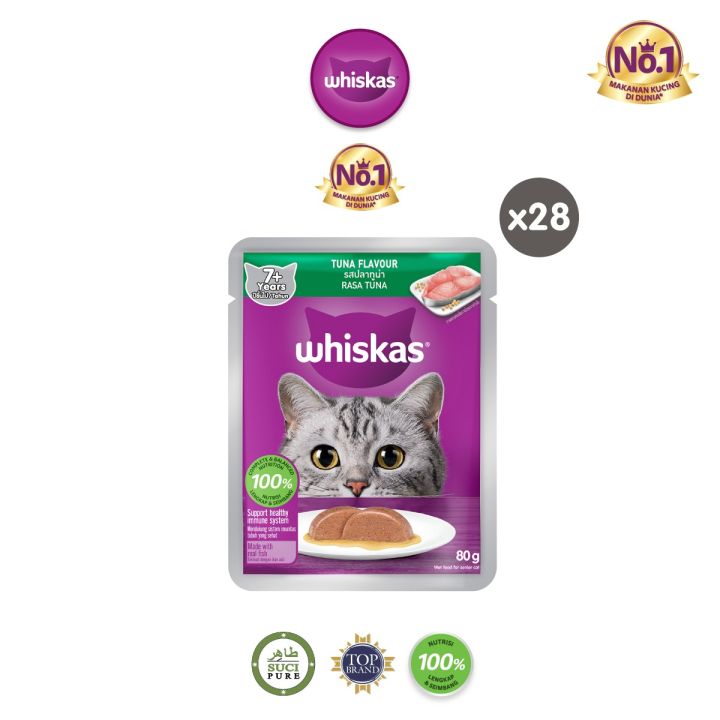 Whiskas Makanan Kucing Basah Pouch Senior Rasa Tuna G Isi