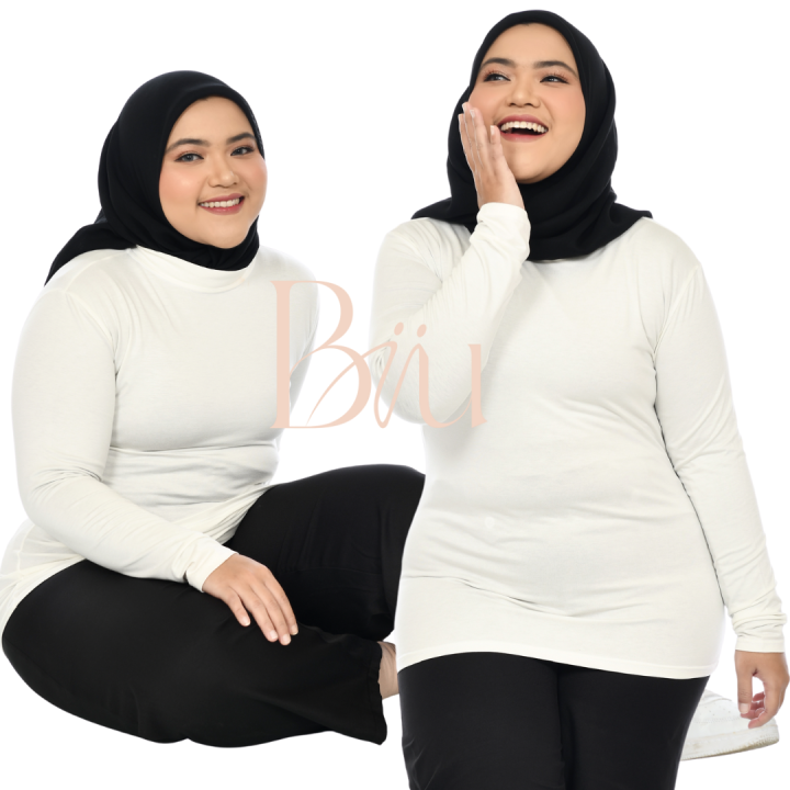 Biiu Inner Manset Wanita Lengan Panjang Jumbo Bahan Kaos Premium Adem