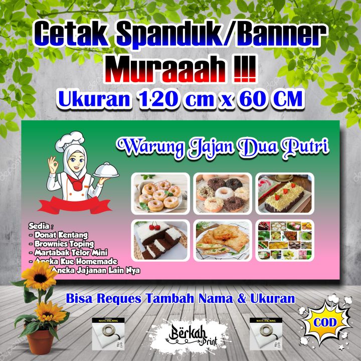 Spanduk Banner Warung Aneka Jajanan Ukuran 120 Cm X 60 Cm Lazada