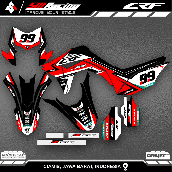 Decal Stiker Motor Honda CRF 150 L Terbaru Full Body Merah Hitam Keren