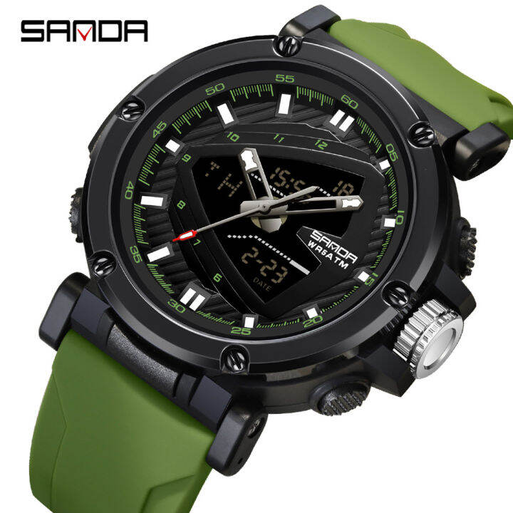 SANDA Brand Luxury Men S Fashion Sport Watches Waterproof LED Display