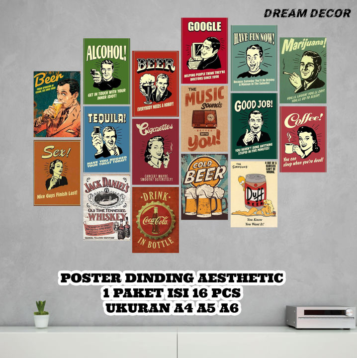 DD81 Poster Dinding Motif Retro Ukuran A4 A5 A6 Dekorasi Kamar