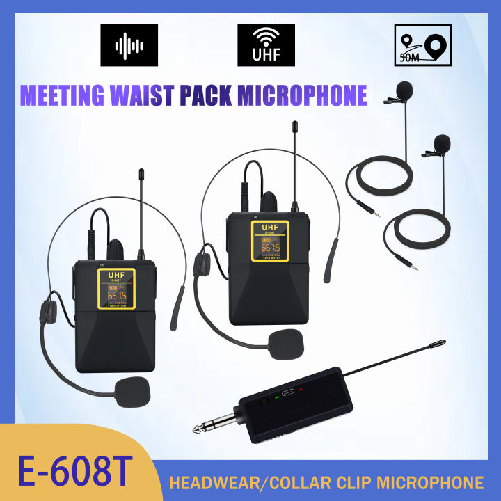 Uhf Wireless Microphone Headset With Transmitter And Receiver Led