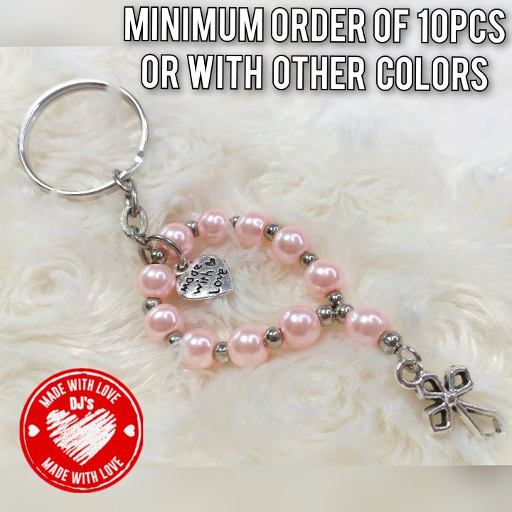 Keychain Mini Rosary Souvenir 3 Light Pink For Souvenir Birthdays