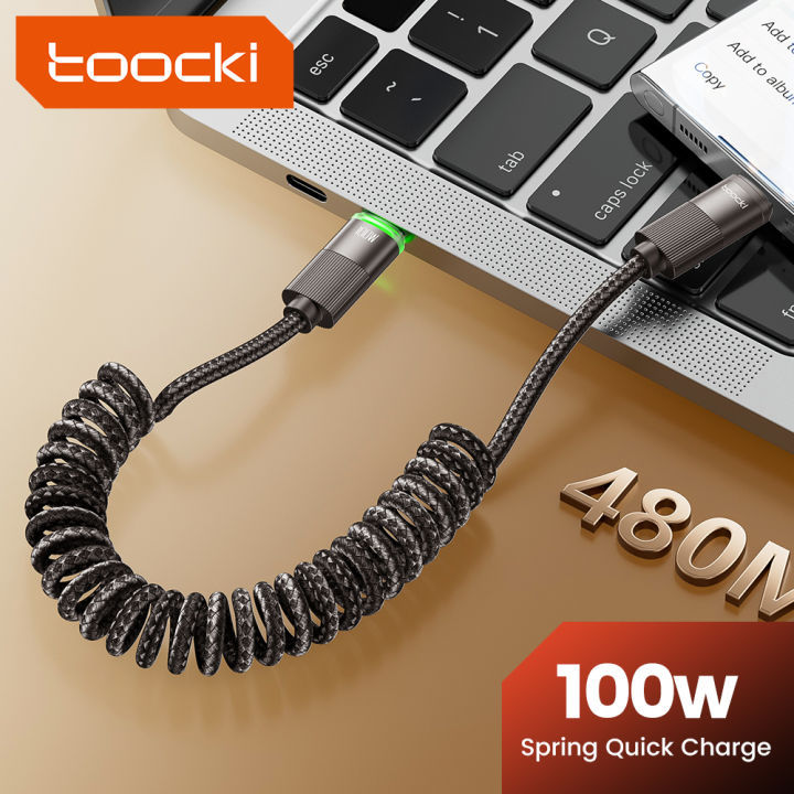 Toocki W Type C To Type C Spring Retractable Data Cable With