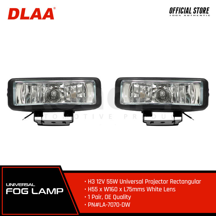 Dlaa Genuine Rectangular Universal Projector Fog Lamp Fog Light H