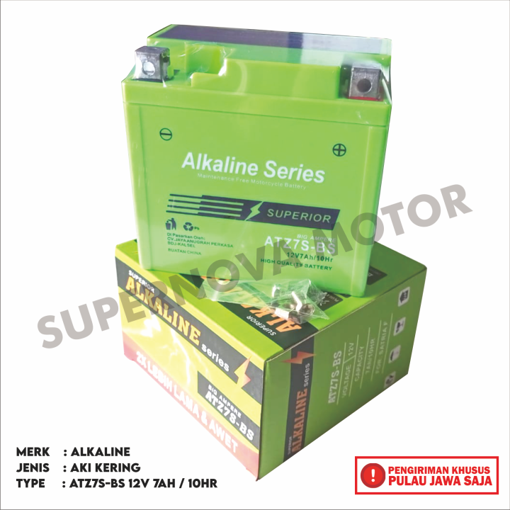 AKI KERING ATZ7S BS GTZ 7S 12V 7AH 10HR AKI MOTOR KERING ALKALINE