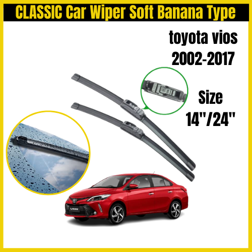 Classic Car Wiper Hybrid Soft Banana Type Flexible Size For