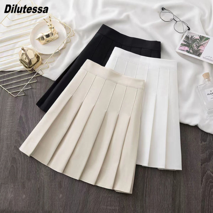 Dilutessa Women S Skirt Fashion Korean Style High Waist A Line Pleated