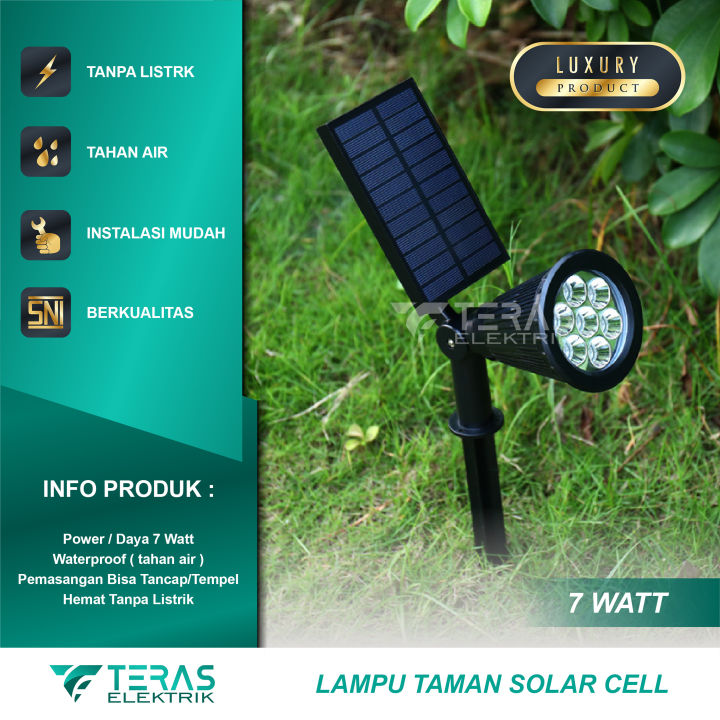 Lampu Sorot Solar Cell Lampu Taman Tancap Tempel W Tahan Air Outdoor