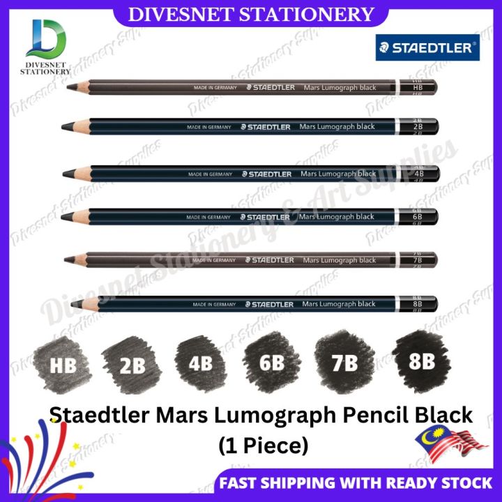 Staedtler Mars Lumograph Pencil Black B Pensil Hitam Pc Lazada