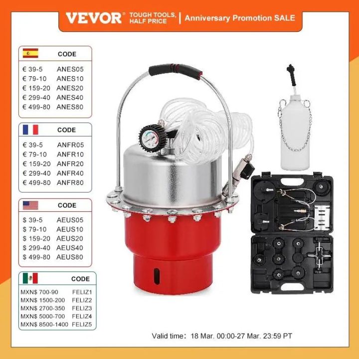 VEVOR Pneumatic Air Pressure Brake Bleeder Kit Car Brake Fluid Oil