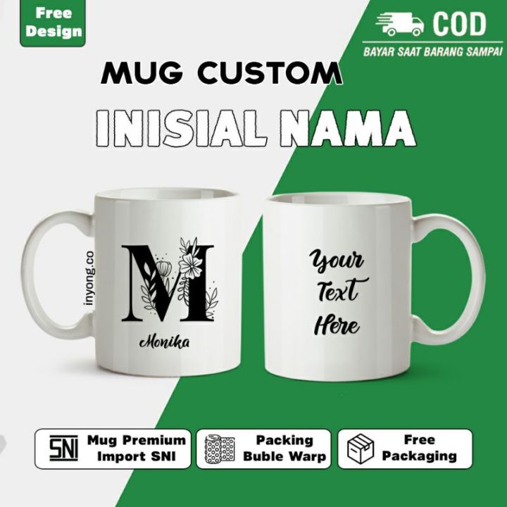 Mug Custom Inisial Nama Mug Huruf Aestthetic Bisa Satuan Hadiah Unik