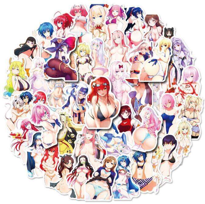 50Pcs Sexy Anime Stickers For Adults Vinyl Waterproof Anime Car Decals