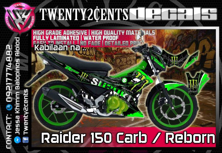 Suzuki Raider Carb Reborn Decals High Quality Stickers Monster