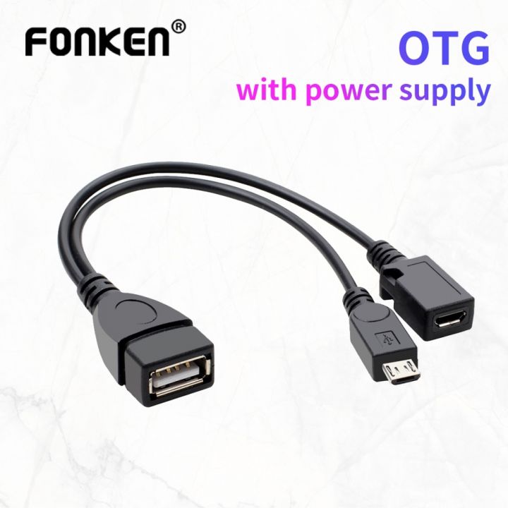 FONKEN 2 In 1 OTG Micro USB Host Power Y Type Distributor USB Adapter