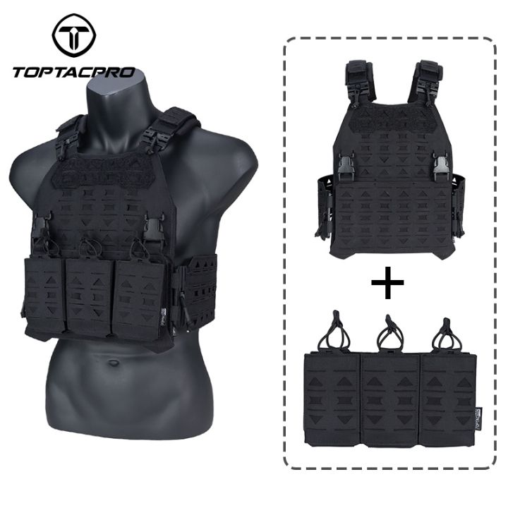 Toptacpro Tactical Plate Carrier With Triple Magazine Pouch Molle